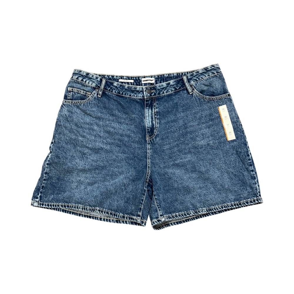 Ava & Viv Midi Denim Shorts 90's Style‎ Blue High Rise Women's Plus Size 20 NEW